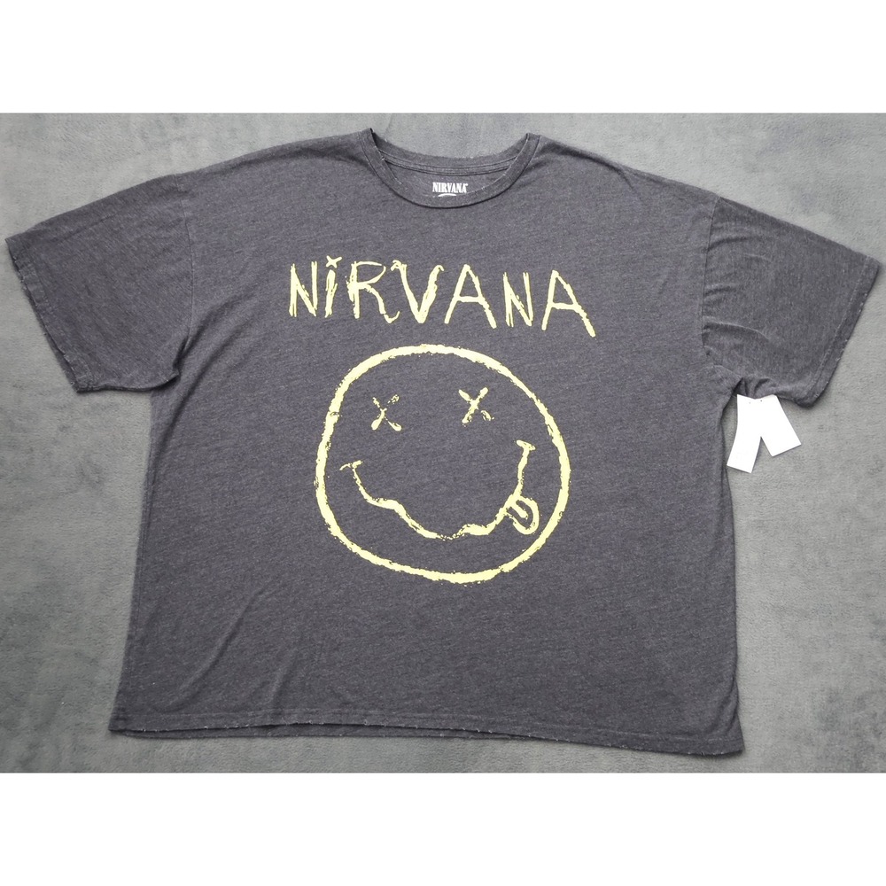 Nirvana Graphic T-Shirt Men 2XL Charcoal Gray New Distressed Live 93 Tour Rock